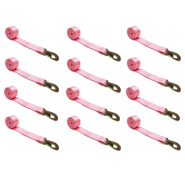 2" x 10' Wheel Lasso Lift Strap w/ Flat Snap Hook Tow Dolly , 12PK